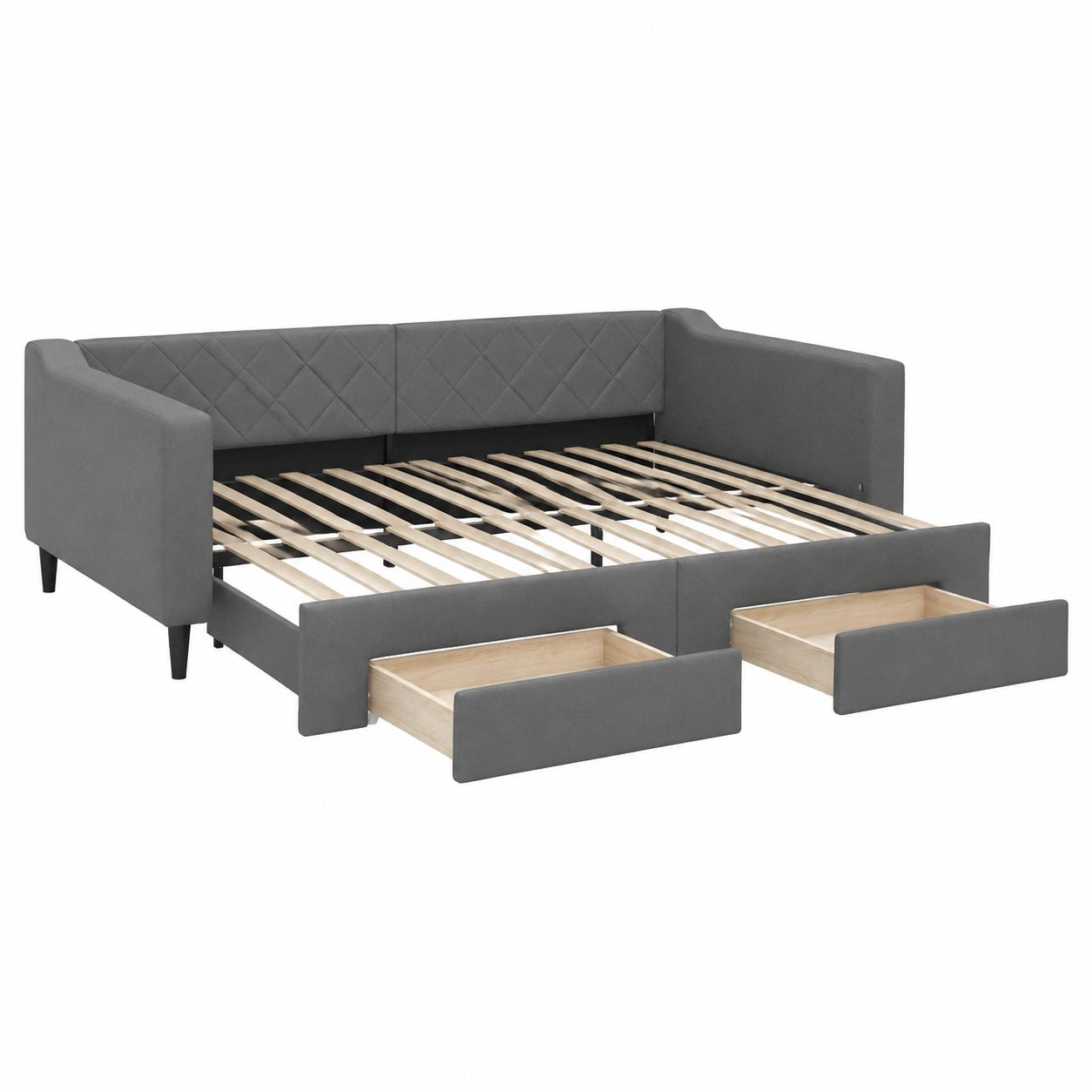 Canapé convertible, avec rangement, avec tiroirs, en tissu, coloris gris, 90 x 200 cm, pour le salon ou la chambre d’amis