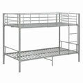 Lit gain de place, avec sommier, en métal, 90 x 200 cm, coloris gris, pour la chambre