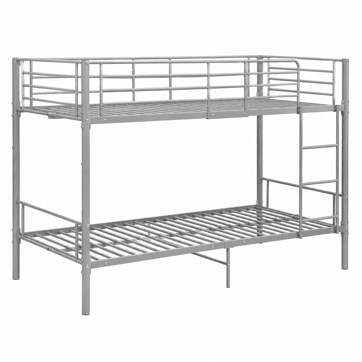 Lit gain de place, avec sommier, en métal, 90 x 200 cm, coloris gris, pour la chambre