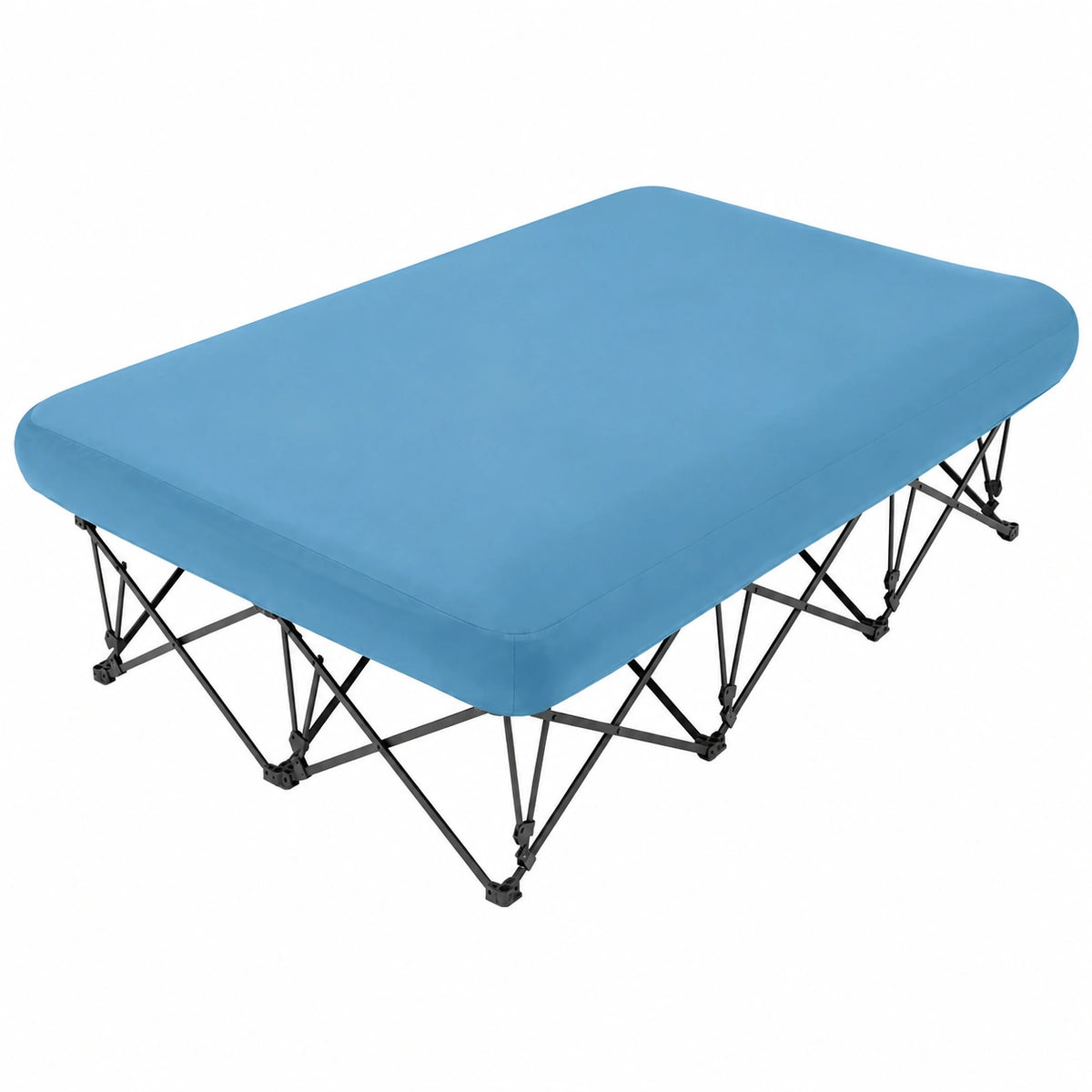 Lit, 2 places, pliable, coloris bleu, pour la chambre
