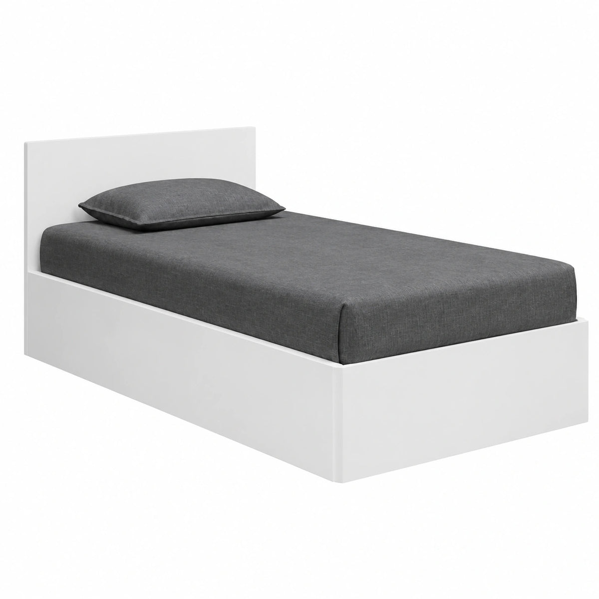 Lit coffre, 90 x 190 cm, avec sommier, coloris blanc, pour la chambre
