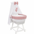 Lit, 5 pièces, sur roulettes, coloris blanc et rose, pour la chambre