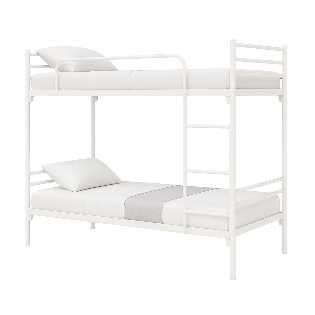 Lit gain de place, en métal, coloris blanc, pour la chambre