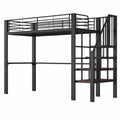 Lit gain de place, en métal, coloris noir, 1 place, 90 x 200 cm, pour la chambre