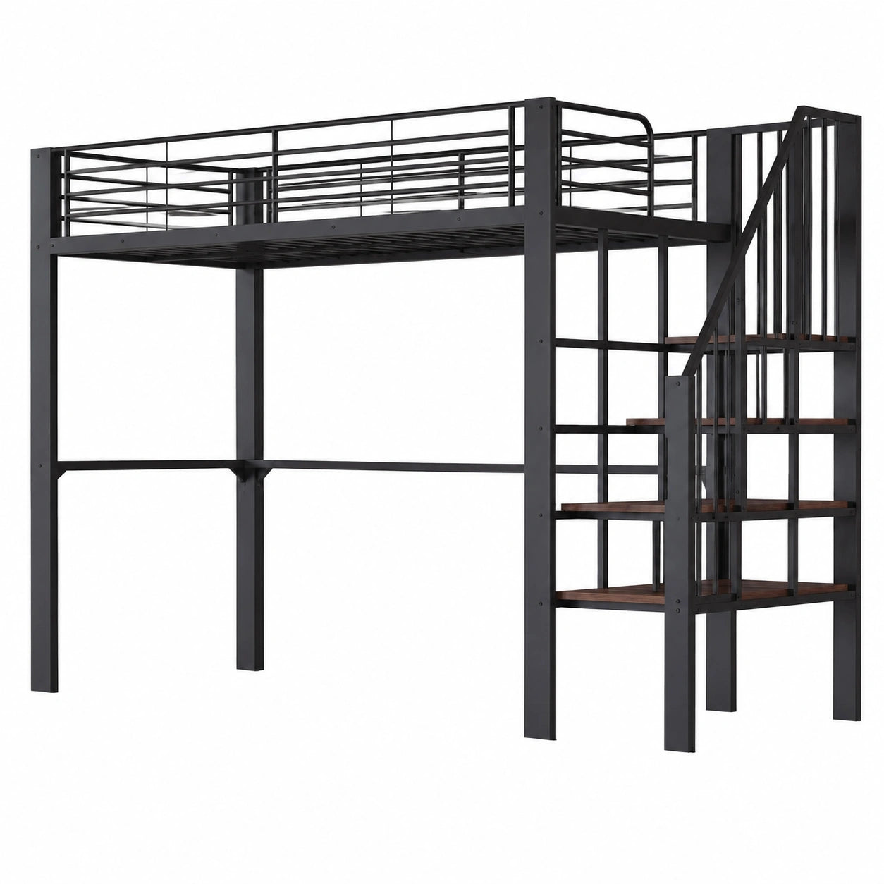 Lit gain de place, en métal, coloris noir, 1 place, 90 x 200 cm, pour la chambre