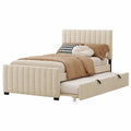 Lit, en velours, avec sommier, rembourré, coloris beige, 90 x 190 cm, pour la chambre
