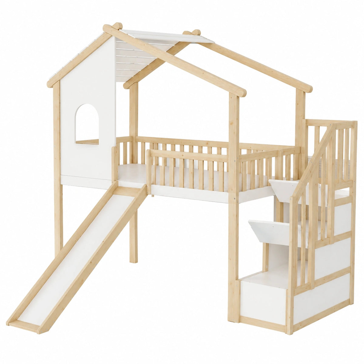 Lit gain de place, avec rangement, avec barrière, 1 place, pour la chambre